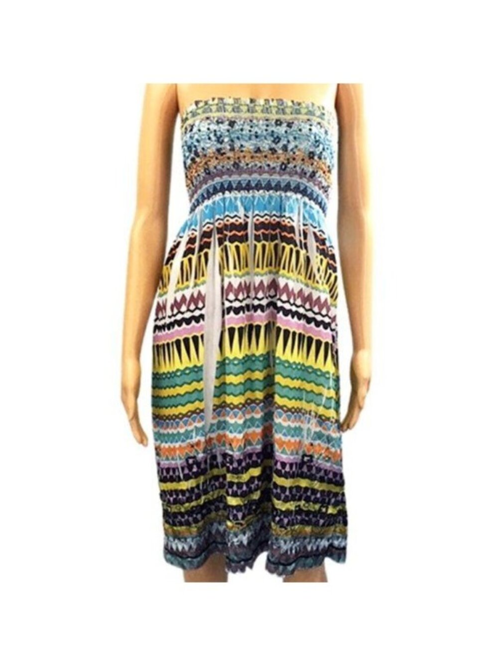 ANTHROPOLOGIE LAPIS SEQUIN EMBELLISHED COLORFUL STRAPLESS DRESS - ONE SIZE
